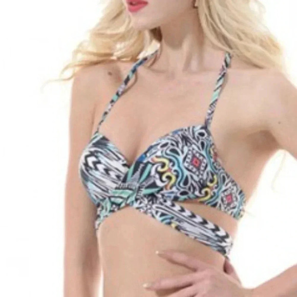 Sexy Folk Totem Neon Sling Bikini Top / Medium - Picture 1 of 6